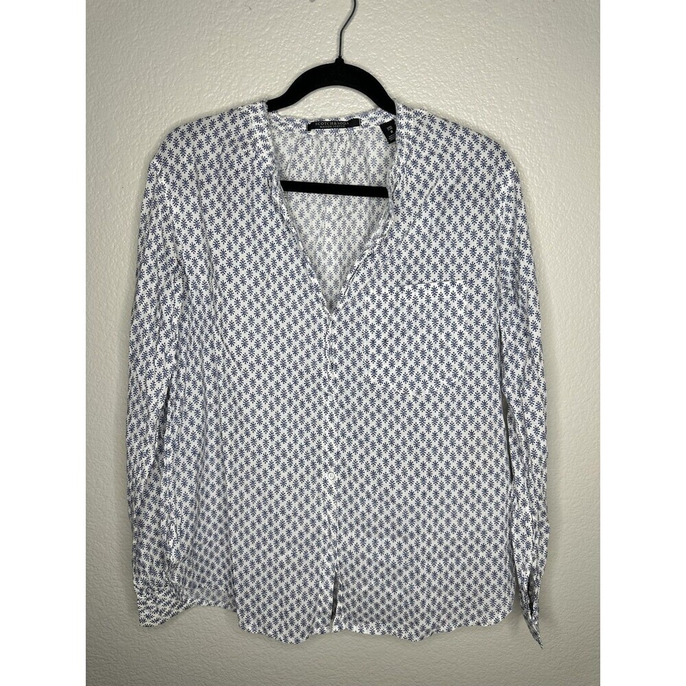 Scotch & Soda Maison Scotch Shirt Womens Size 2 US XS Blue Print Long Sleeve